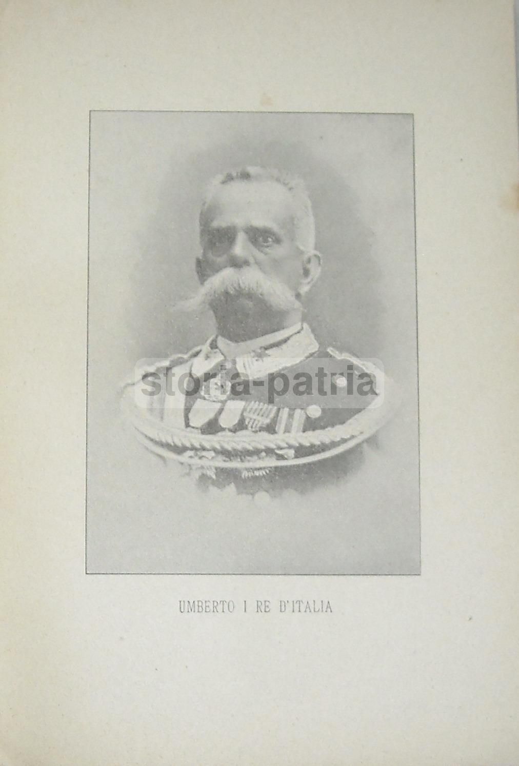 Stampa Antica Re Umberto I Casa Savoia Con Decorazioni Araldiche