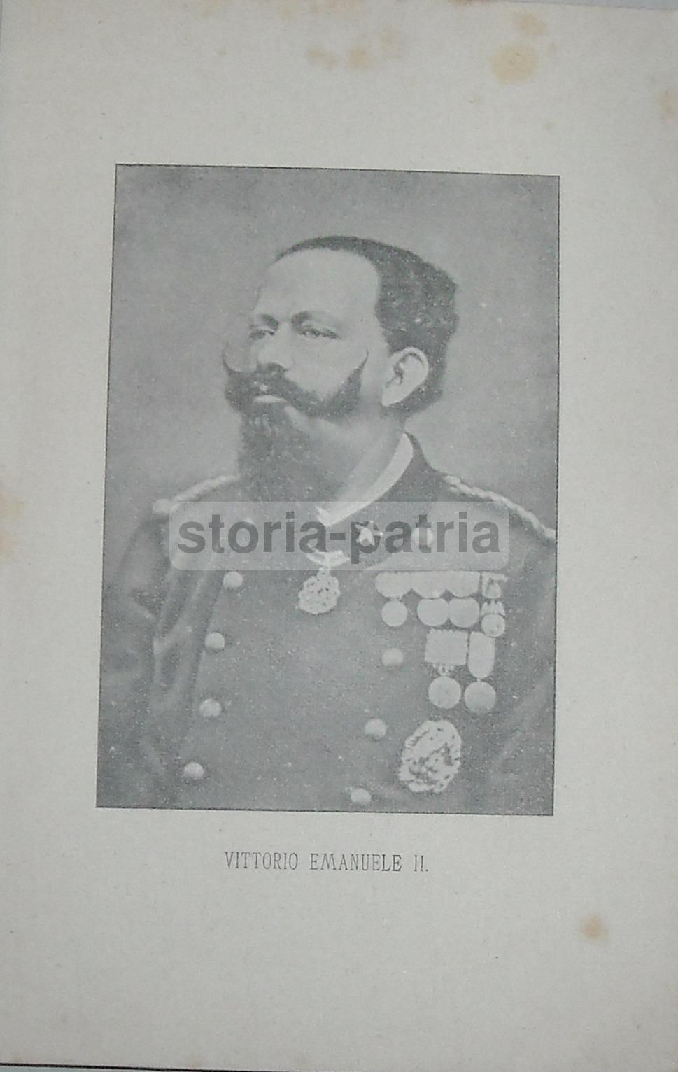 Stampa Antica Vittorio Emanuele II Casa Savoia Araldica '800