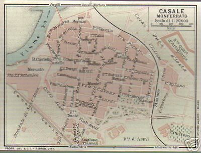 Mappa Topografica Antica Di Casale Monferrato Anni '20 '30 Vallardi