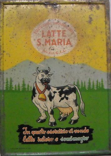 Targa Pubblicitaria Latte S. Maria Pelliconi Bologna Anni '30