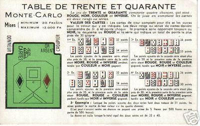 Cartolina Vintage Table De Trente Et Quarante Casinò Monte Carlo