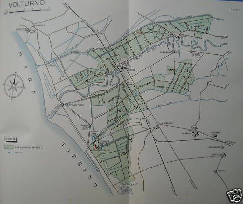 Mappa Della Bonifica Del Volturno, Castelvolturno, Mondragone, Capua, Epoca Fascista