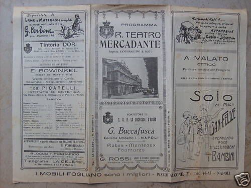 Programma Teatro Mercadante Napoli, Don Cecè Sferlazza Con Angelo Musco