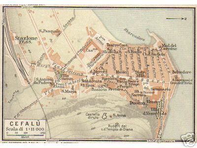 Mappa Topografica Antica Di Cefalù (Palermo), Primi Del '900