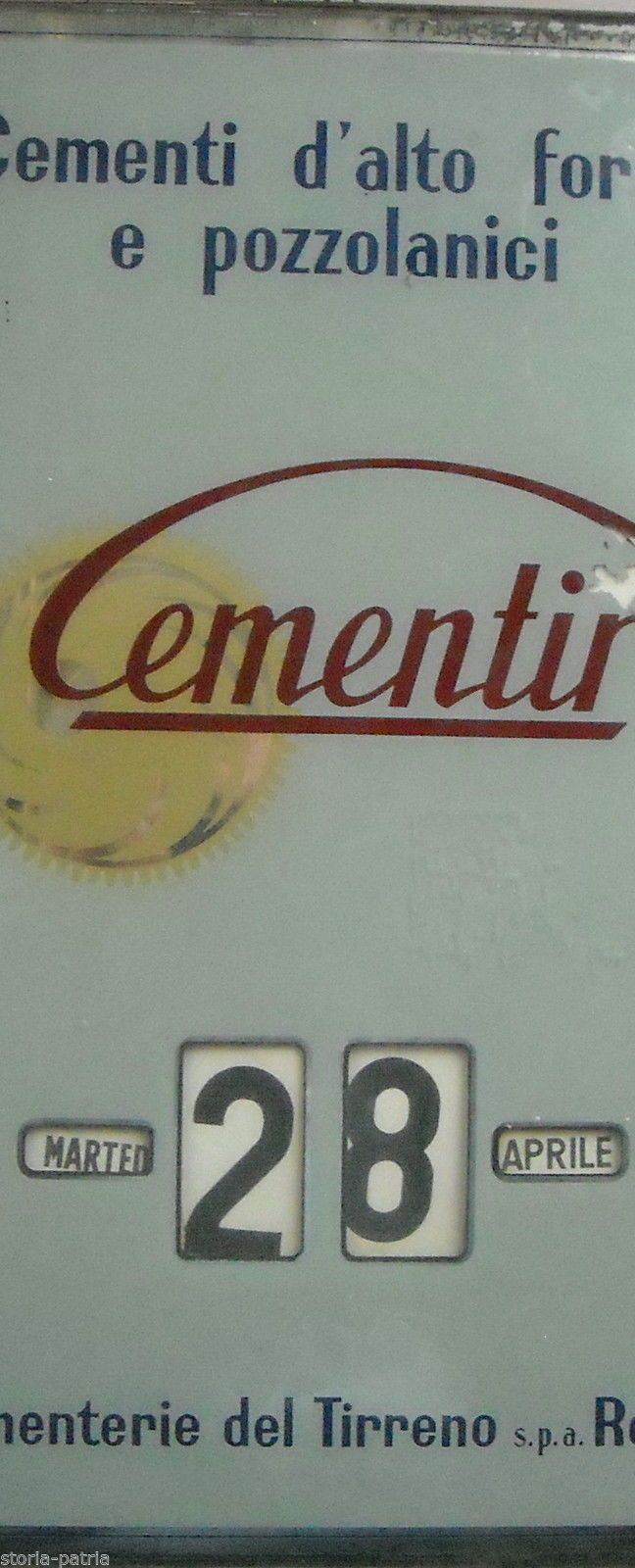 Targa Pubblicitaria Cementerie Del Tirreno Roma, Anni 1940 1960