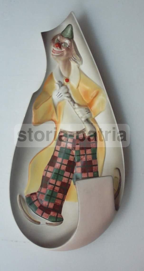 Lampada Da Parete Clown Percy C.I.A. Manna In Ceramica Anni '30 '60
