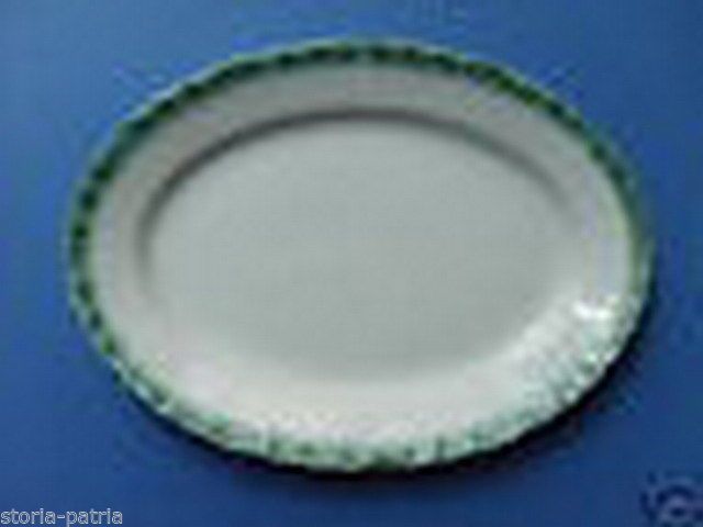 Piatto Ovale In Ceramica Galvani, Anni '30 '50, Decoro Verde