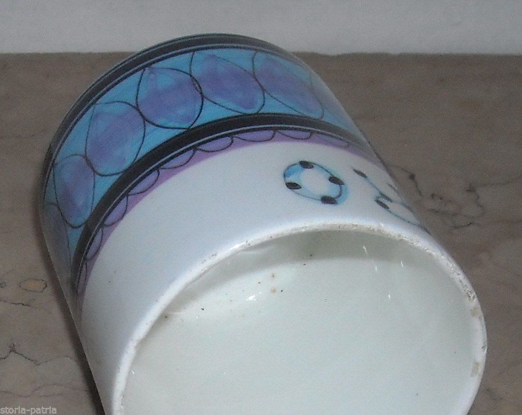 Vaso Porta Zucchero In Ceramica Cossa Decorato A Mano, Metà Del XX Secolo