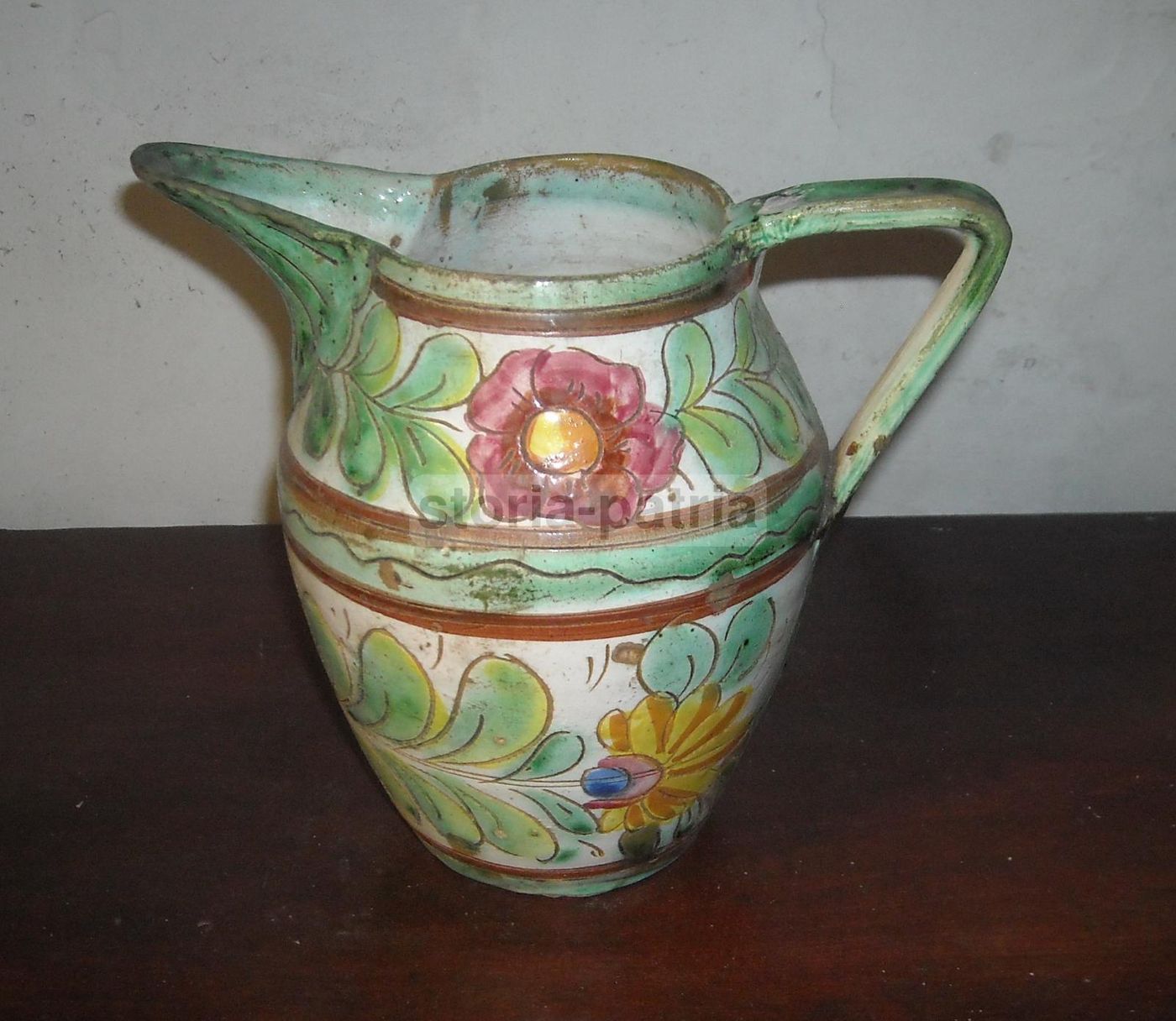 Brocca In Ceramica Popolare Decorata A Fiori Policromi, Fine '800   Inizio '900