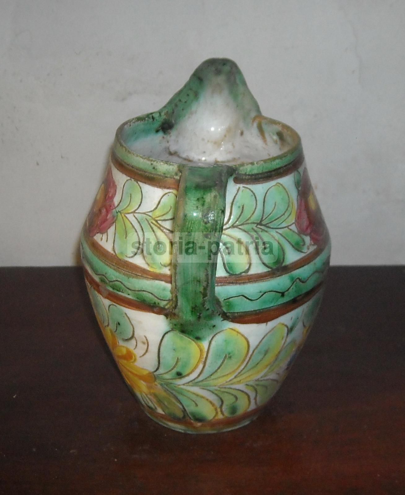 Brocca In Ceramica Popolare Decorata A Fiori Policromi, Fine '800   Inizio '900