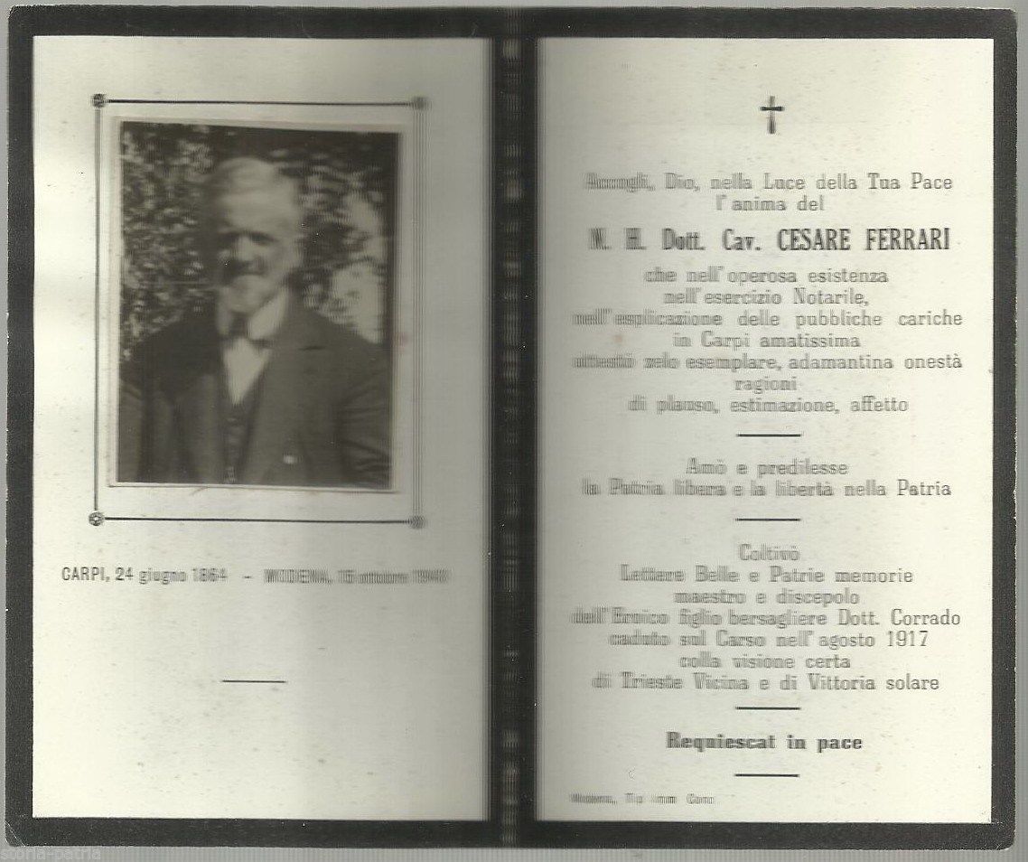 Luttino Di Cesare Ferrari, Notaio Di Modena, Con Fotografia Originale, 1943