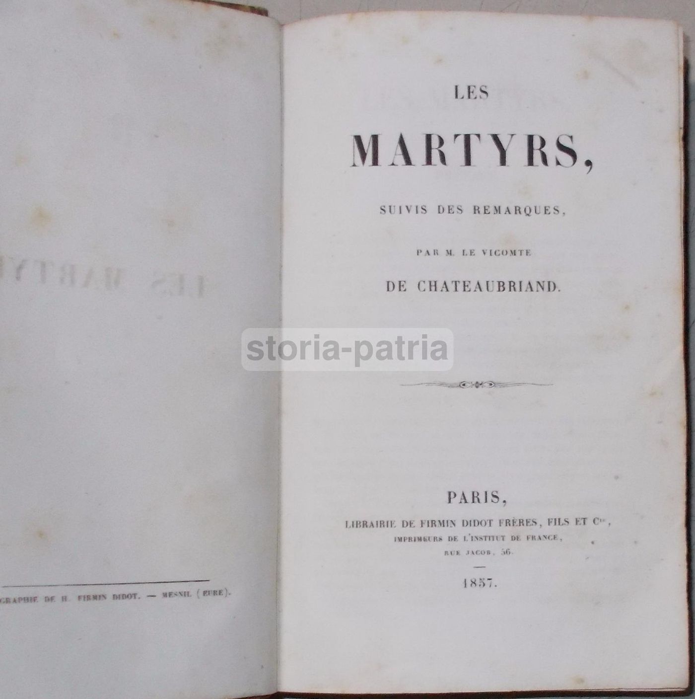 Les Martyrs, Chateaubriand, 1857, Edizione Francese Antica, Parigi