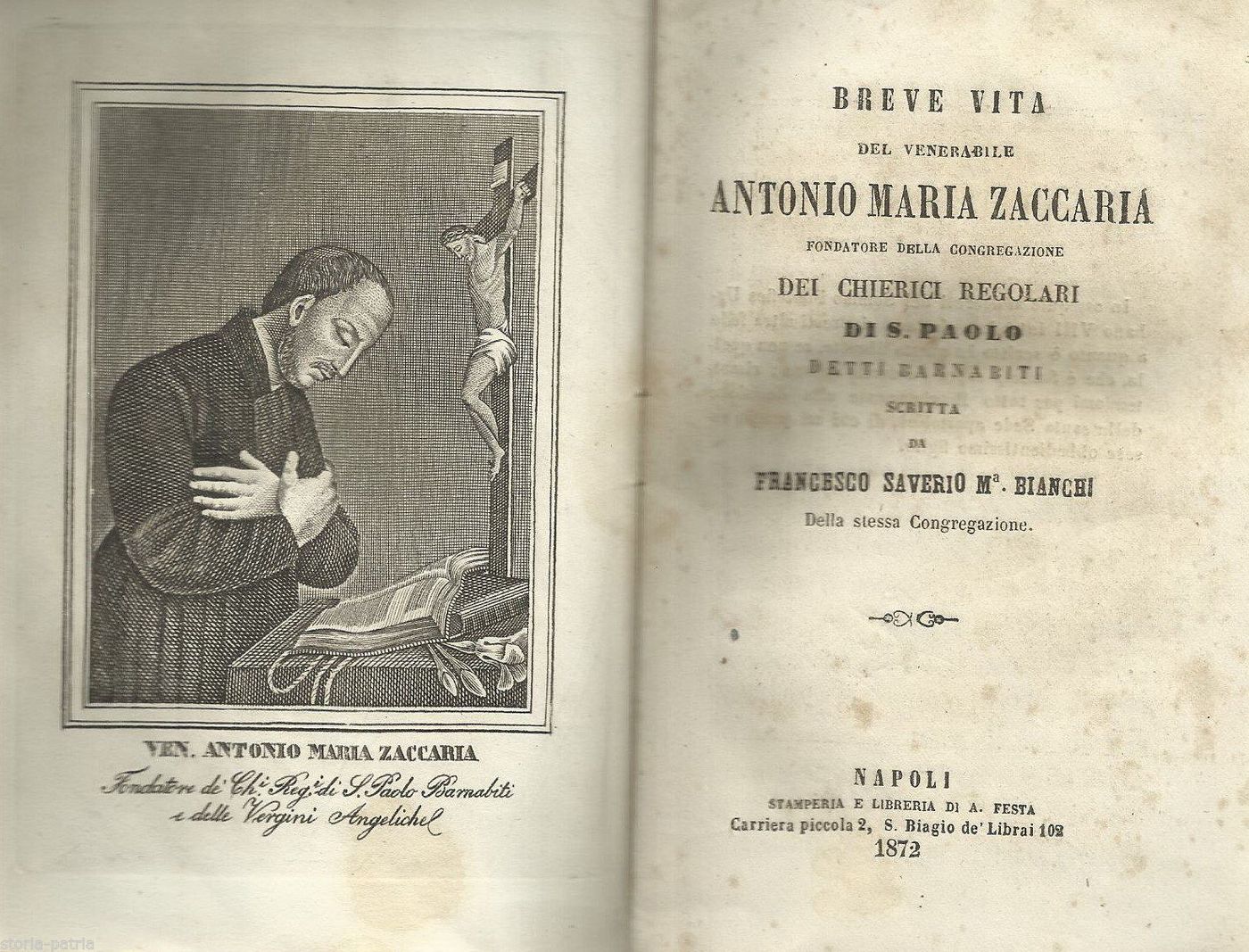 Vita Di Antonio Maria Zaccaria Fondatore Barnabiti, Napoli 1872