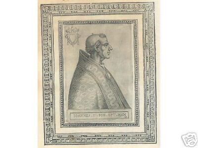 Ritratto Di Papa Giovanni II: Incisione Originale All'Acquaforte Del XVI Secolo