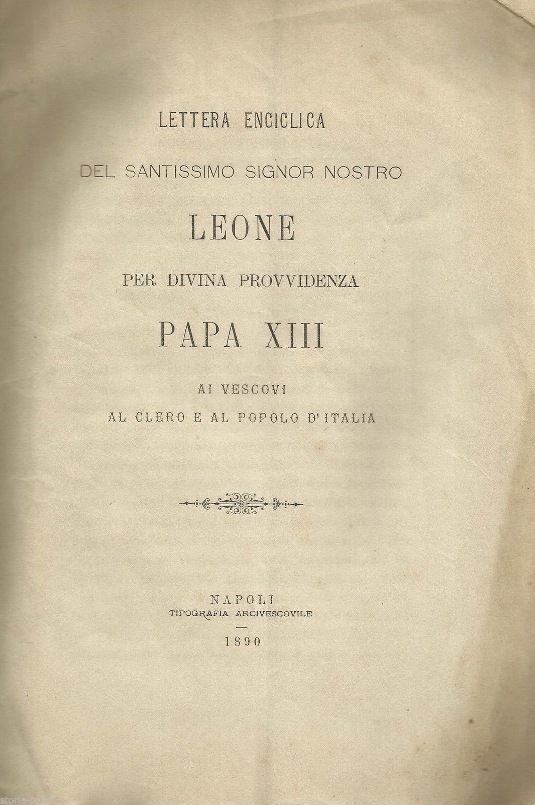 Enciclica Leone XIII Pericoli Socialismo Napoli 1890