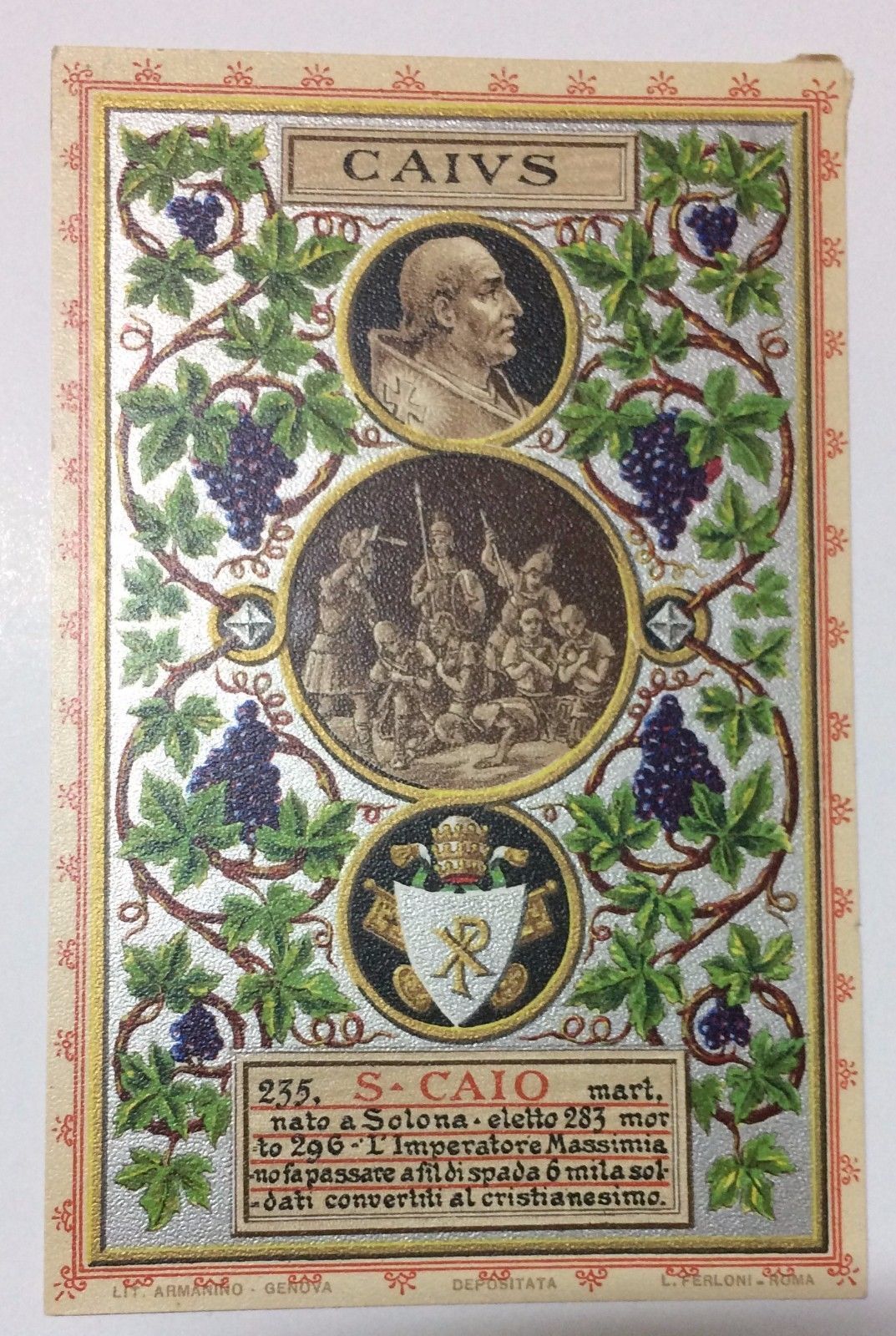 Cartolina Papa Caio, Cromolitografia Armanino, 1903, Uva E Vitigni