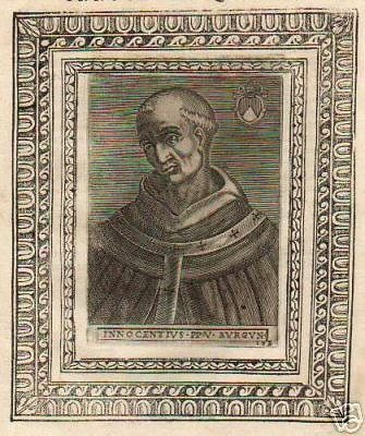 Incisione Antica Papa Innocenzo V, Fine XVI Secolo