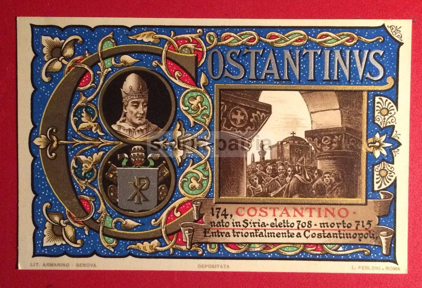Cartolina Papa Leone III, Cromolitografia Armanino, Genova, 1900