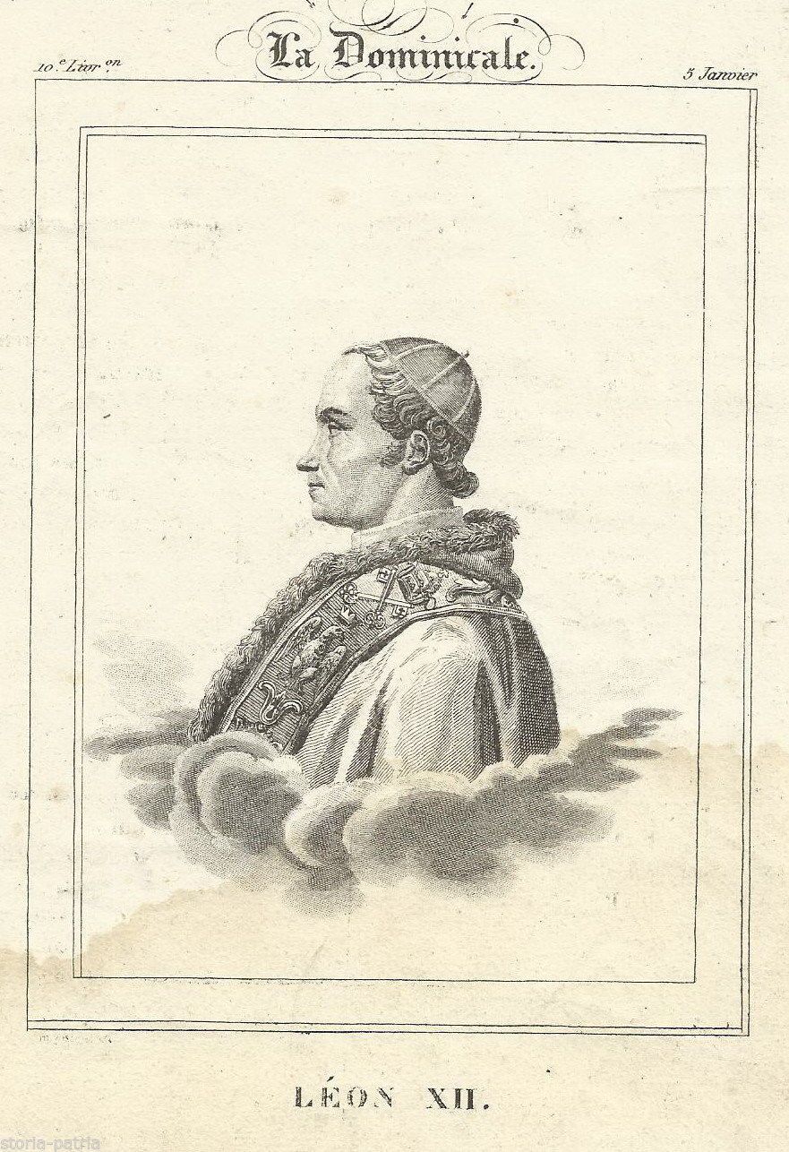 Antica Stampa Papa Leone XII Ritratto Incisione Originale 1800