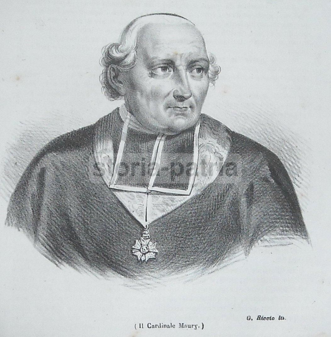 Cardinale Maury: Ritratto Litografico Di Riccio, 1842