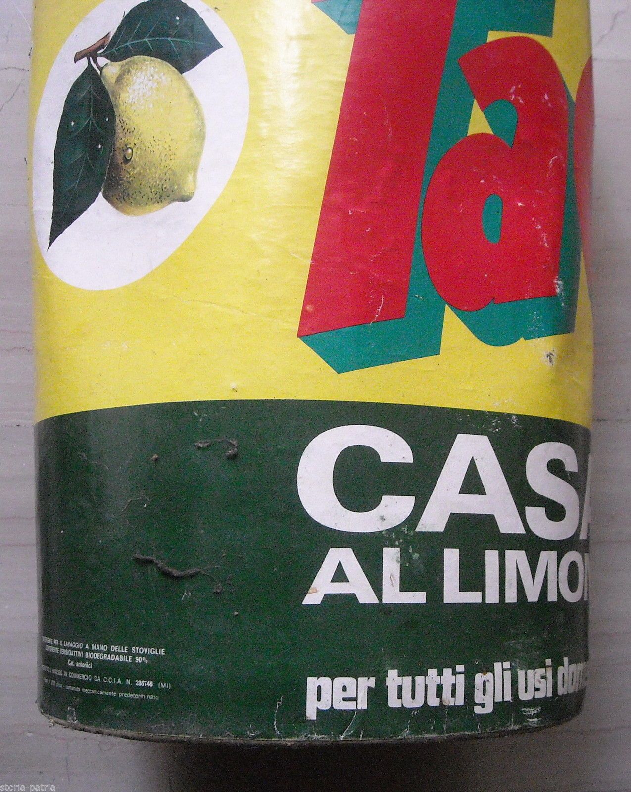 Fustino Detersivo Tac Al Limone Vintage Anni 80 Cartone Pubblicitario
