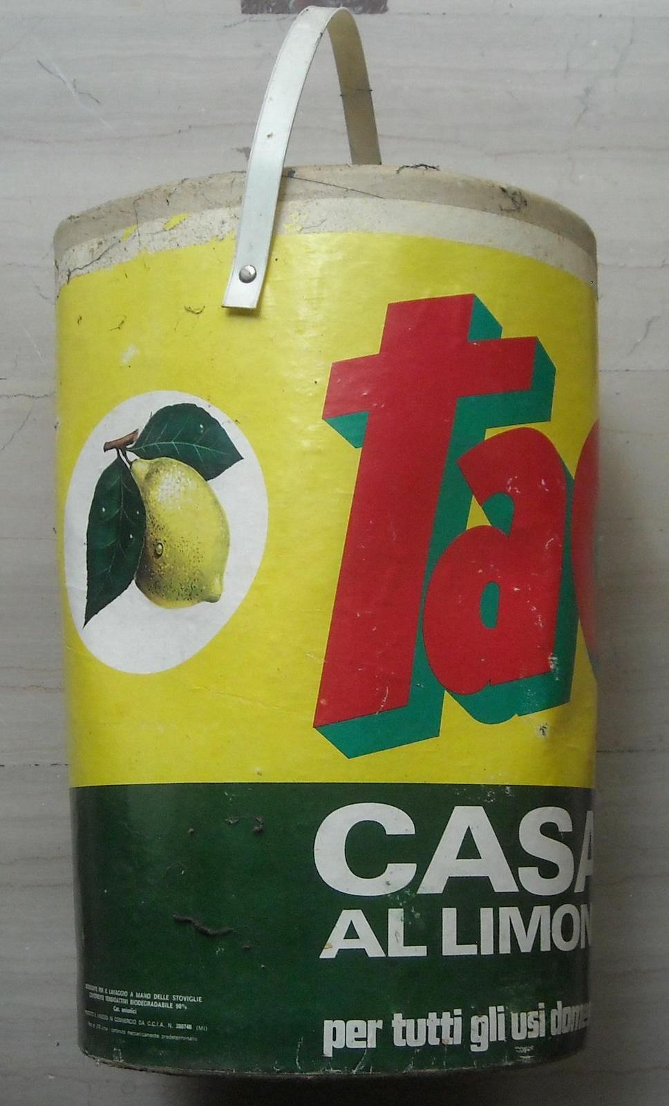 Fustino Detersivo Tac Al Limone Vintage Anni 80 Cartone Pubblicitario