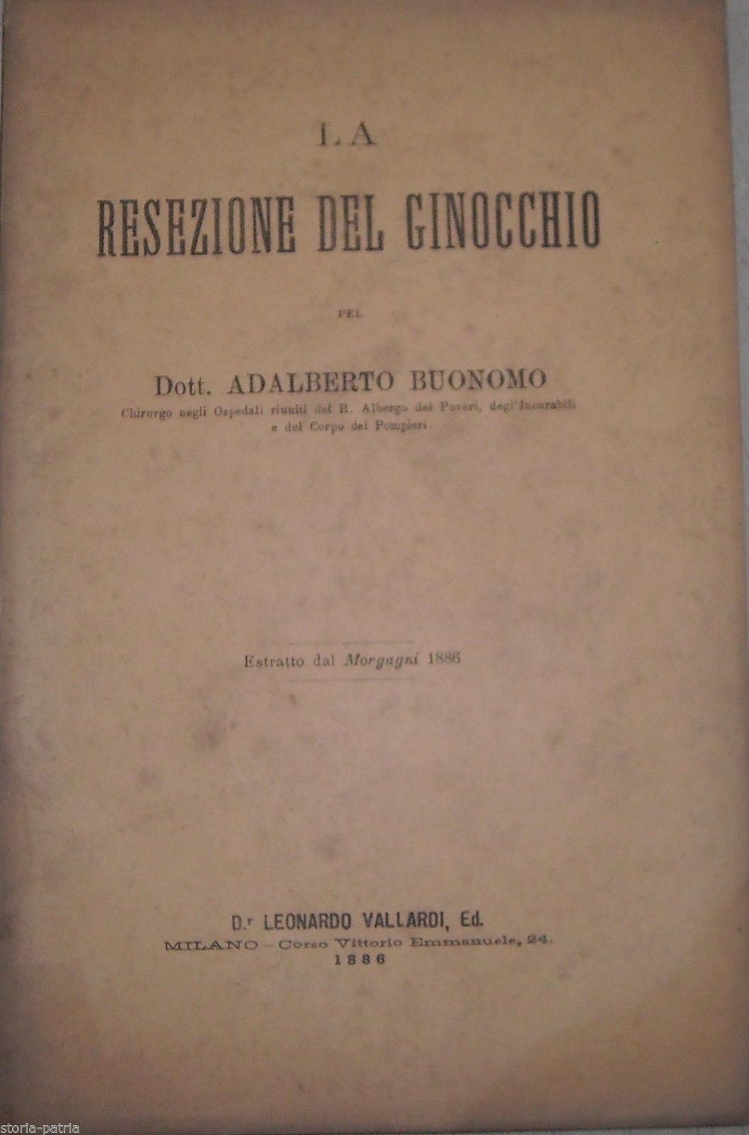 Resezione Del Ginocchio, Adalberto Buonomo, 1886 Napoli