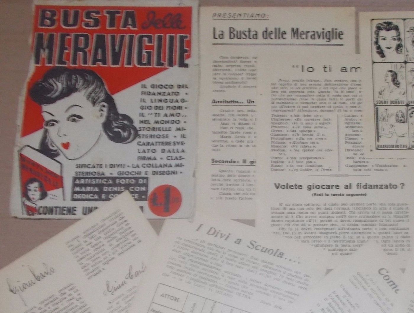 Busta Sorpresa Vintage Cinema Attori Giochi Anni '50 Saga Roma