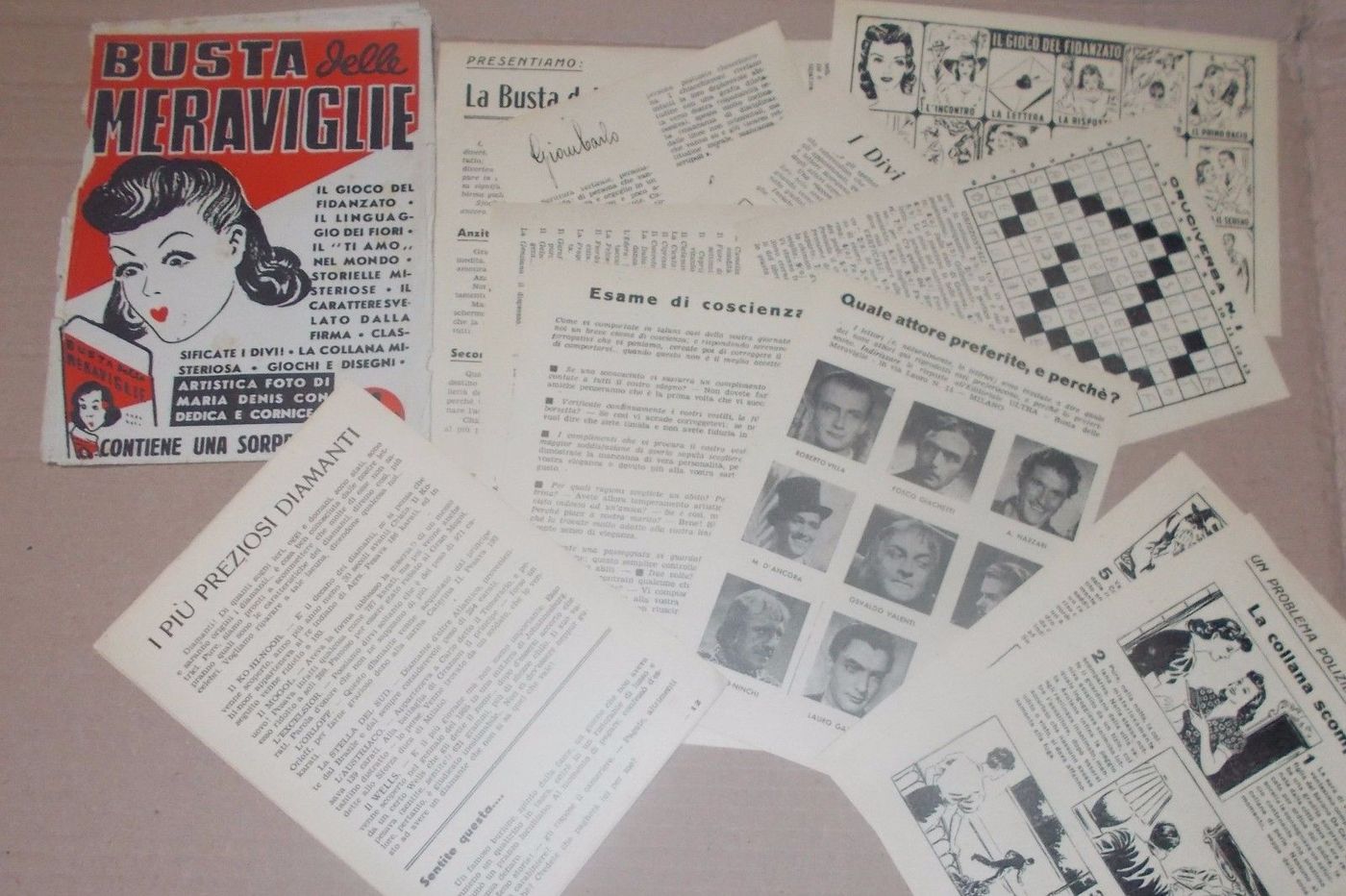 Busta Sorpresa Vintage Cinema Attori Giochi Anni '50 Saga Roma