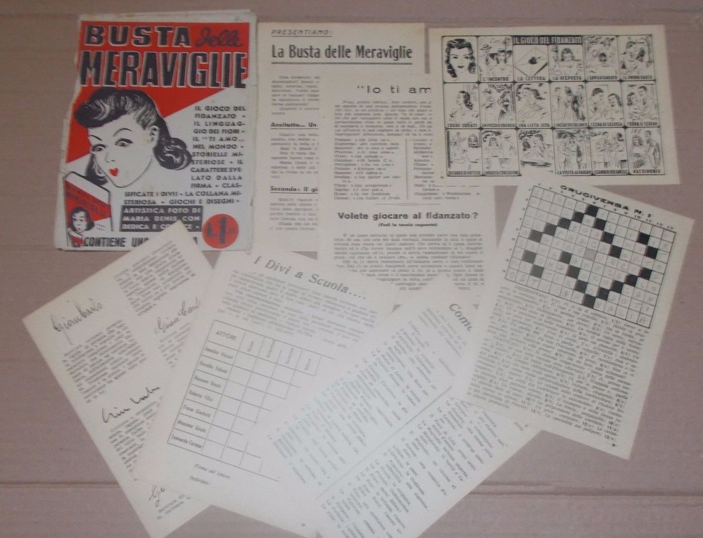 Busta Sorpresa Vintage Cinema Attori Giochi Anni '50 Saga Roma