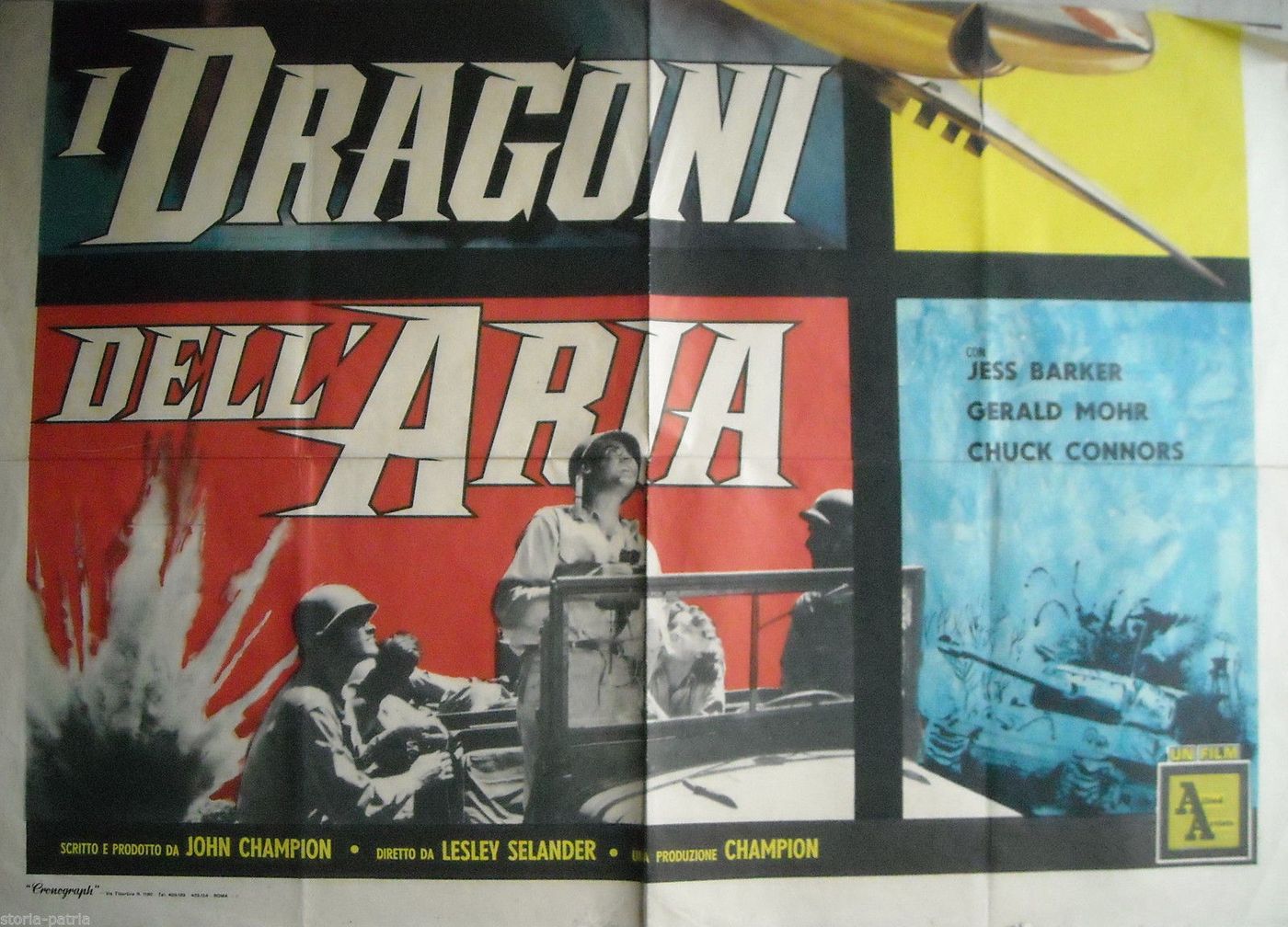 Manifesto Originale Film I Dragoni Dell'Aria 1960 Cinema Militare