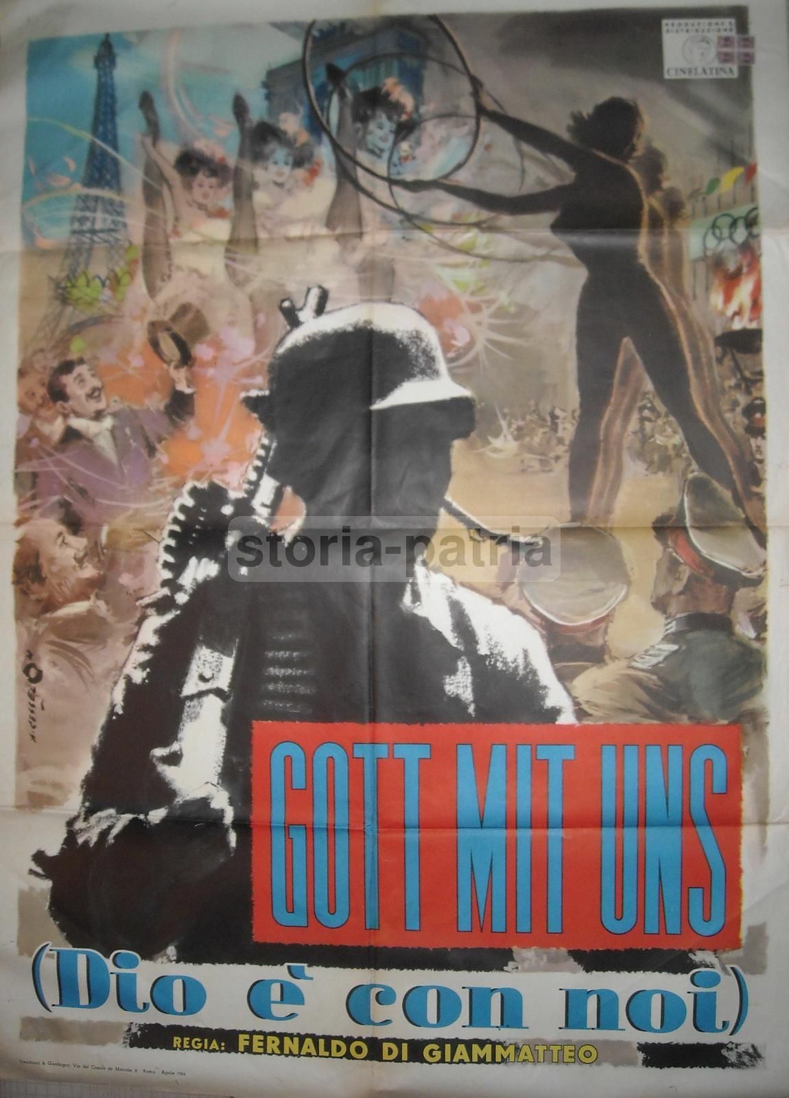 Manifesto Originale Film Gott Mit Uns, 1964, Angelo Cesselon, 140x100 Cm
