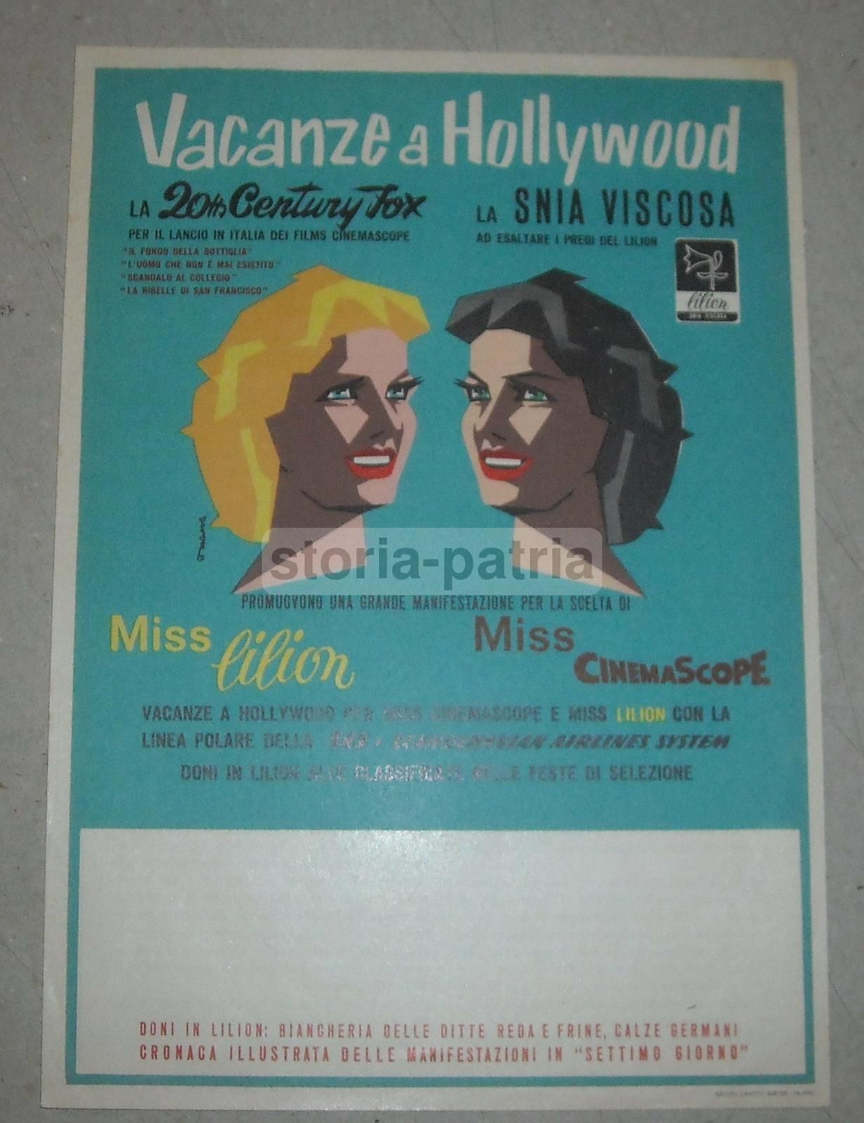 Locandina Concorso Miss Lilion Cinemascope 1956 Snia Viscosa
