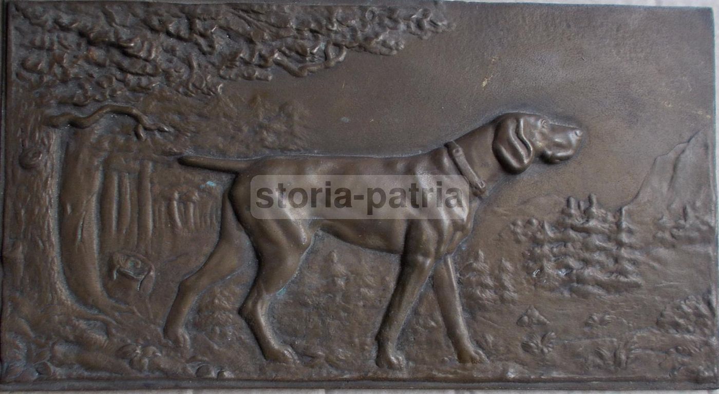 Pannello In Bronzo Con Cane Da Caccia, Primo Novecento, Scultura Decorativa