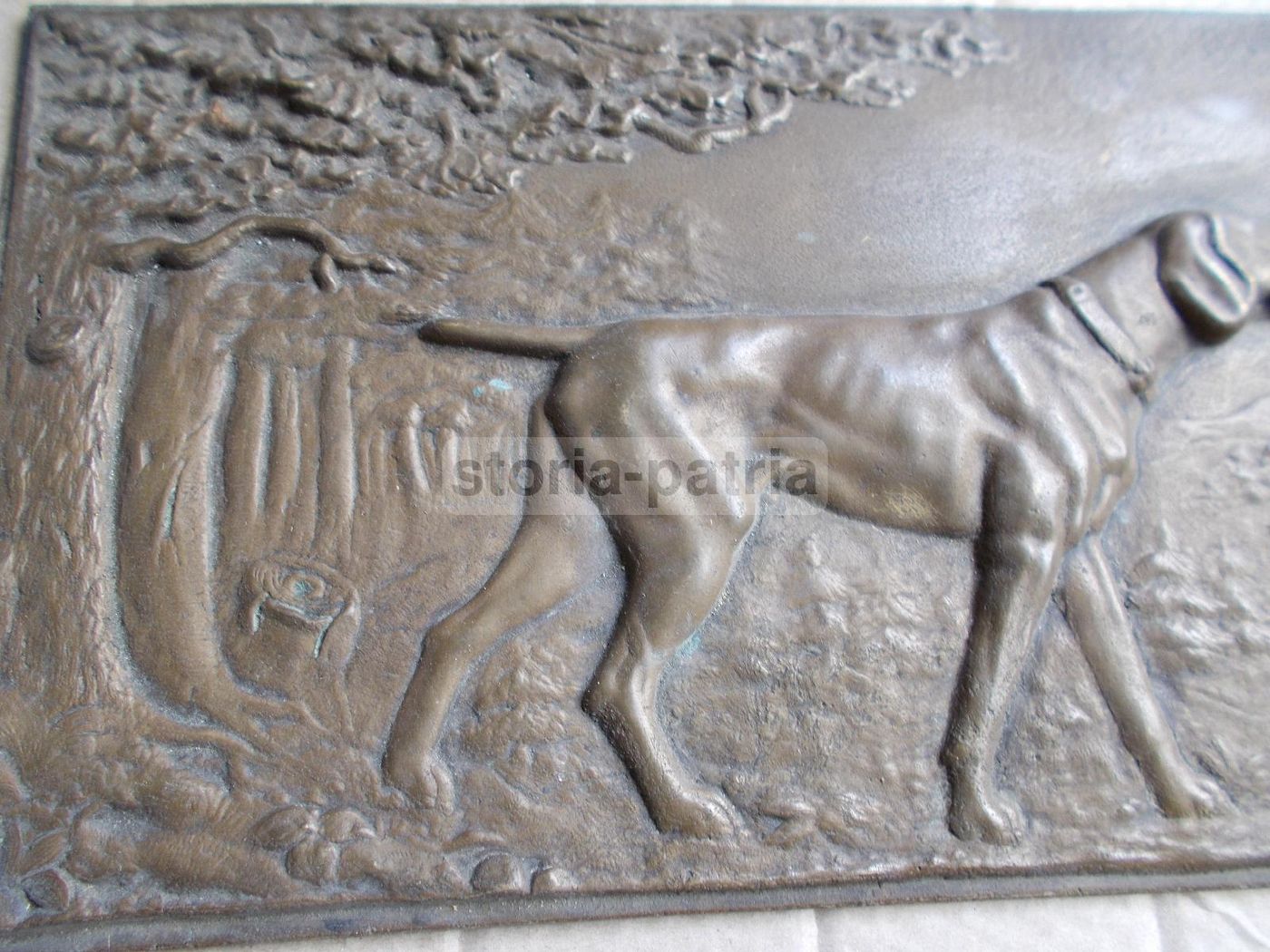 Pannello In Bronzo Con Cane Da Caccia, Primo Novecento, Scultura Decorativa
