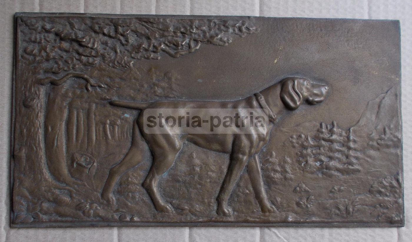 Pannello In Bronzo Con Cane Da Caccia, Primo Novecento, Scultura Decorativa