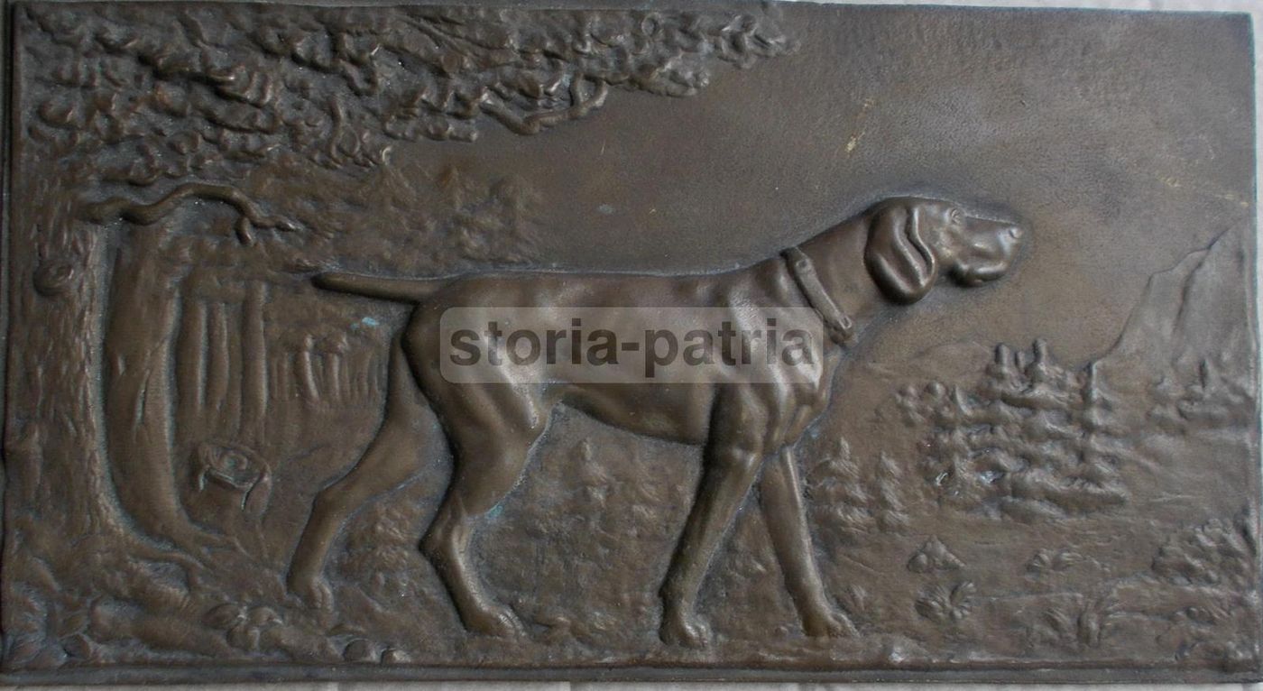 Pannello In Bronzo Con Cane Da Caccia, Primo Novecento, Scultura Decorativa