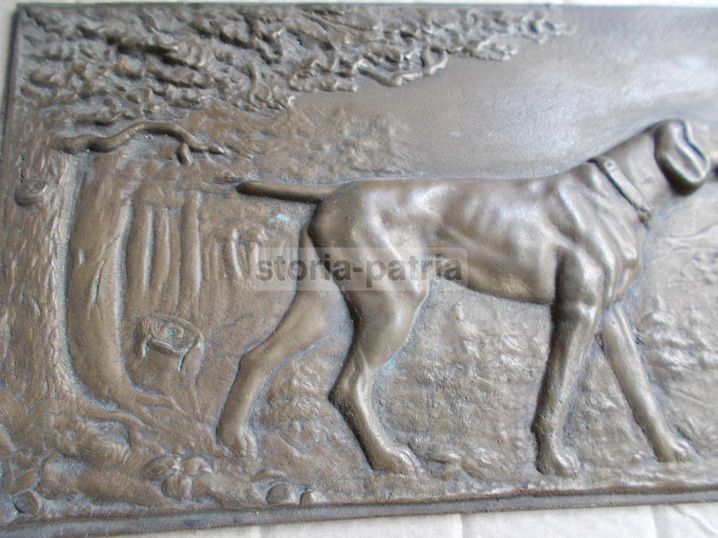 Pannello In Bronzo Con Cane Da Caccia, Primo Novecento, Scultura Decorativa