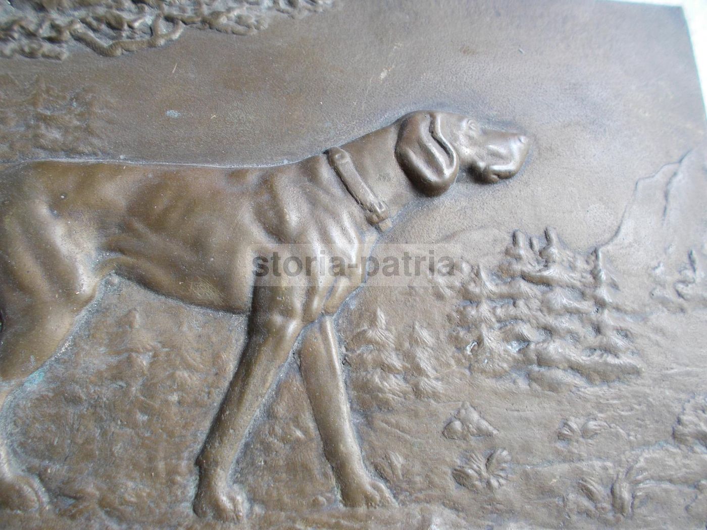 Pannello In Bronzo Con Cane Da Caccia, Primo Novecento, Scultura Decorativa