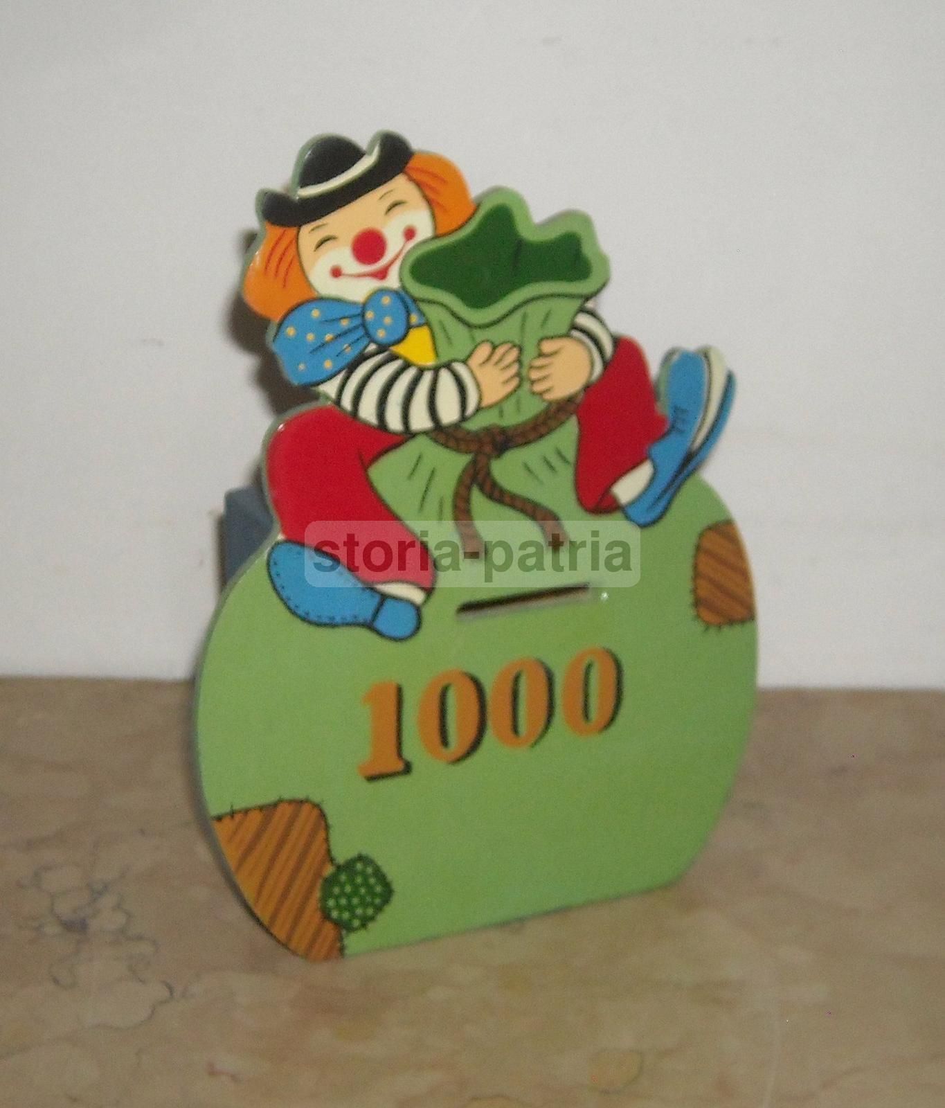 Salvadanaio Vintage Clown In Legno Anni '50