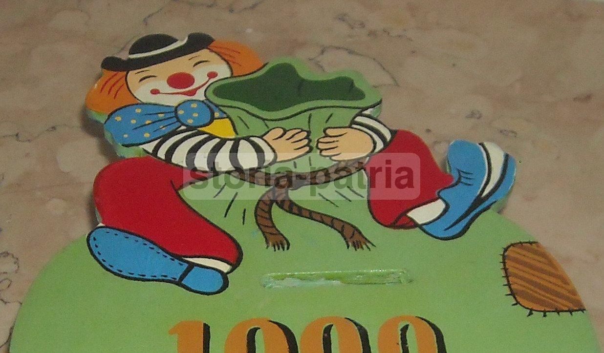 Salvadanaio Vintage Clown In Legno Anni '50