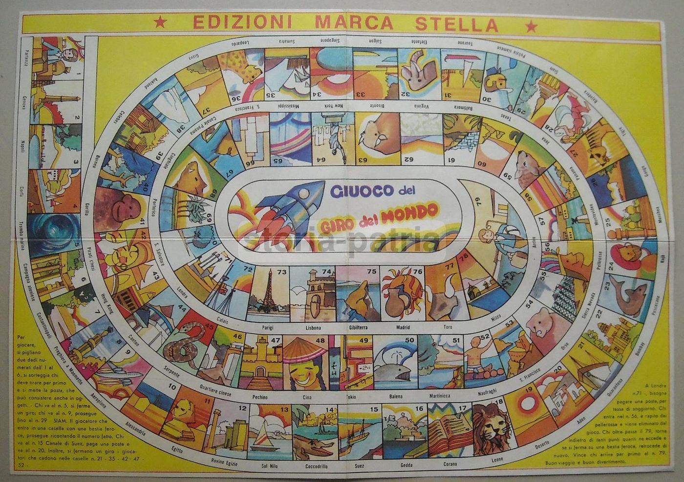 Gioco Del Giro Del Mondo Vintage Marca Stella Anni '50 Italia
