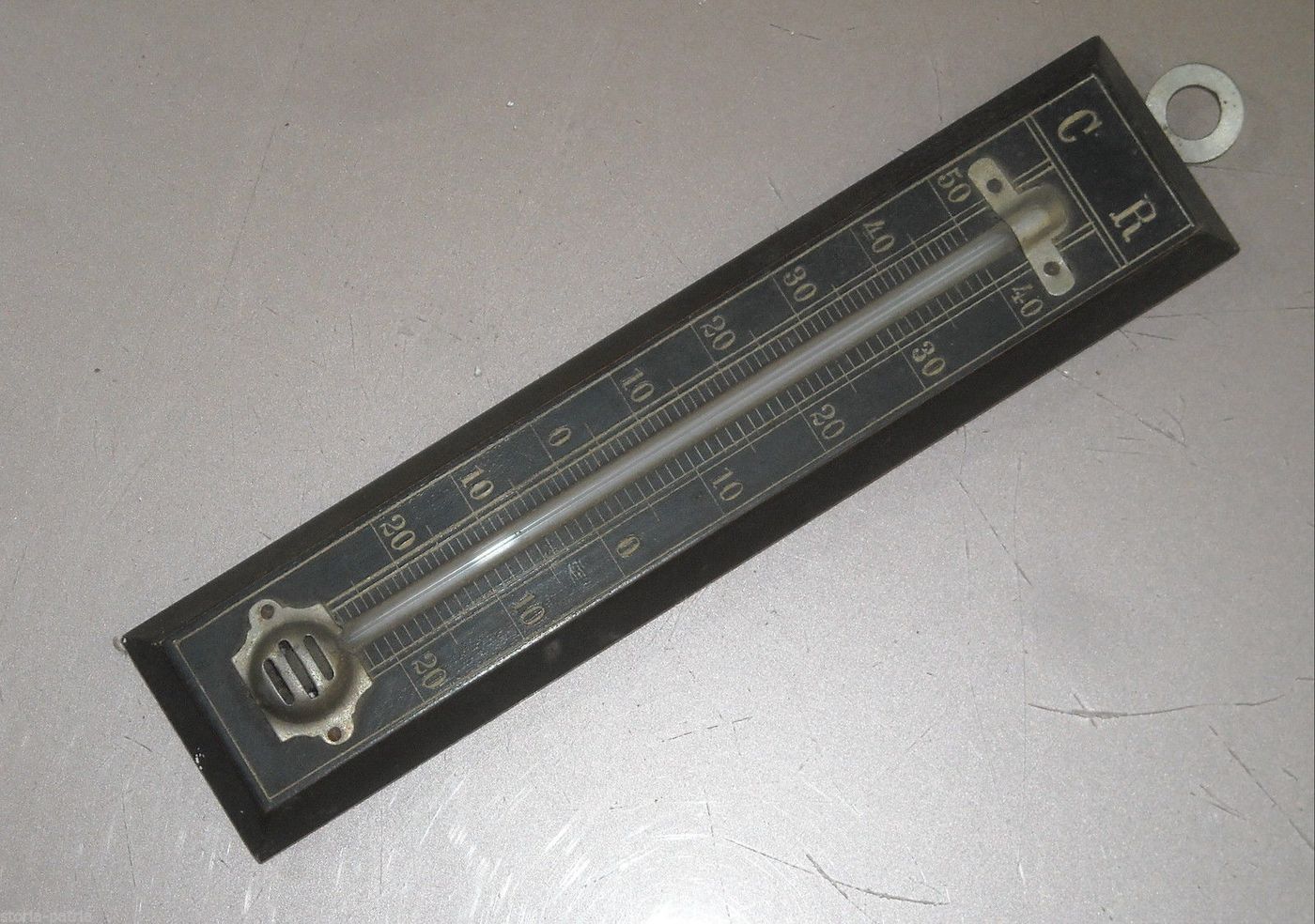 Termometro d'Epoca Anni '20 Con Supporto In Legno Da Collezione