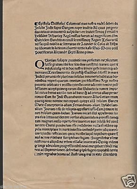 Facsimile Della Prima Relazione Di Cristoforo Colombo Sulla Scoperta Dell'America (Vaccari)