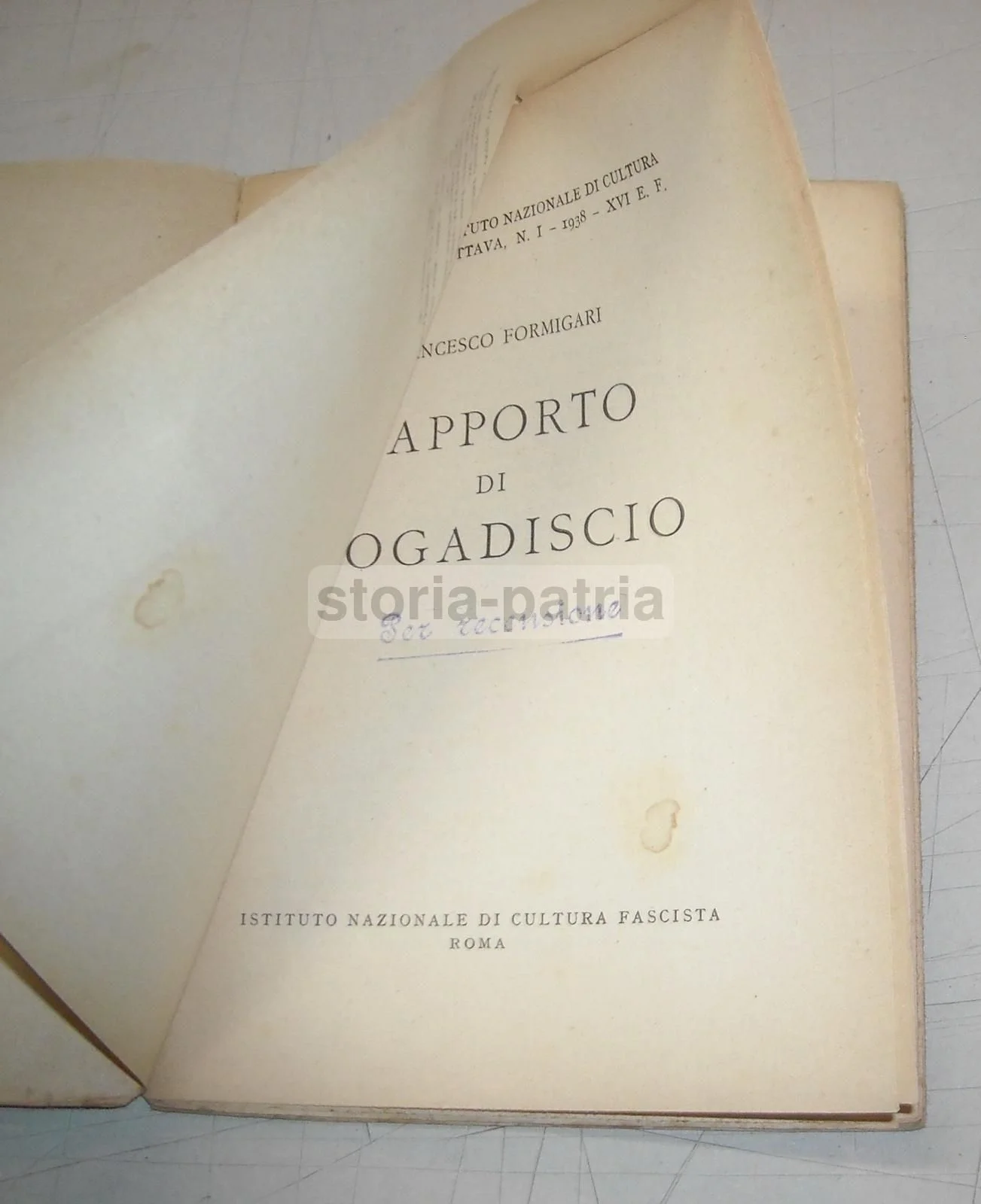 Report from Mogadishu, Francesco Formigari, 1938