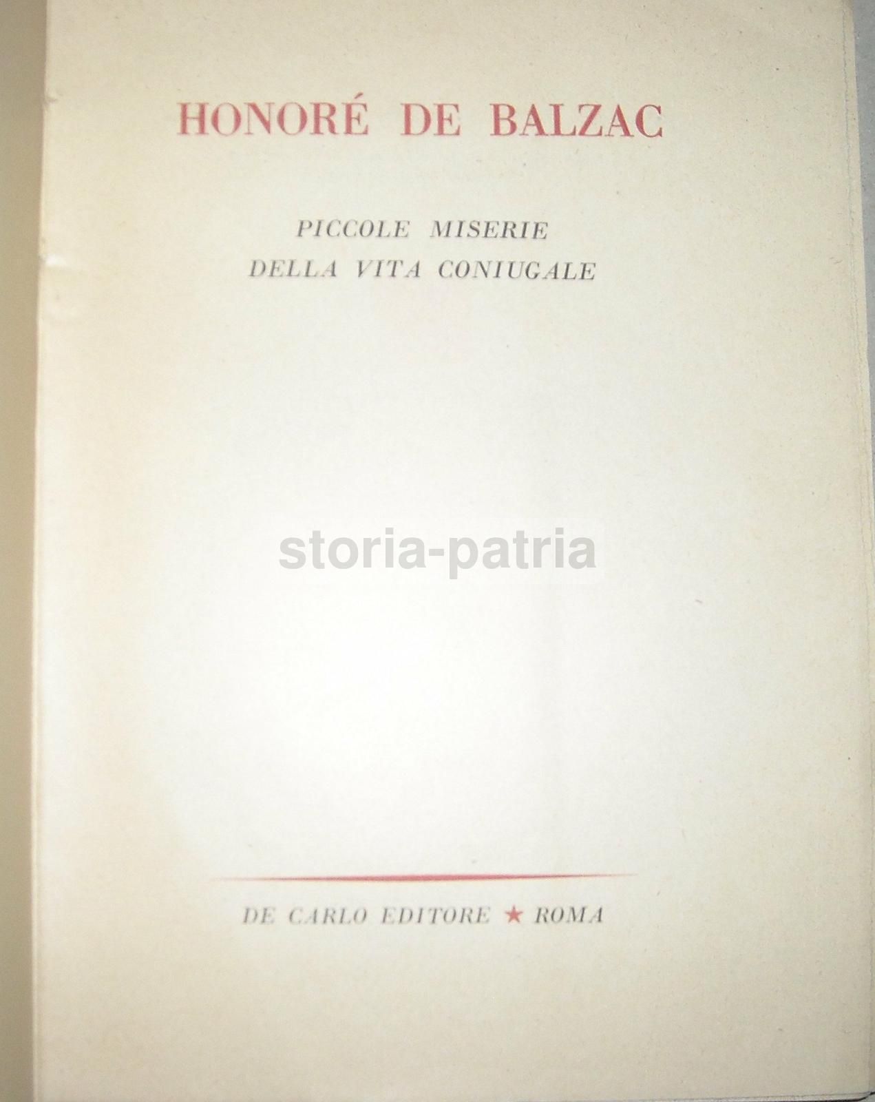 Piccole Miserie Della Vita Coniugale, Honoré De Balzac, De Carlo, 1944