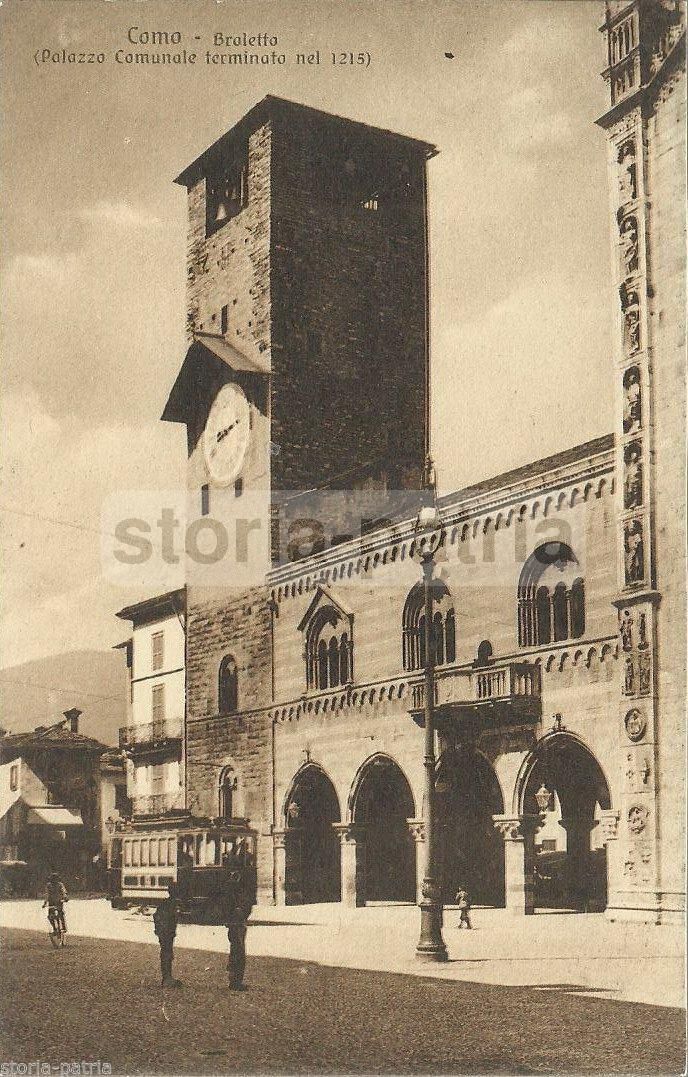Cartolina Antica Como, Broletto Con Tram, Anni '20, Brunner & C.