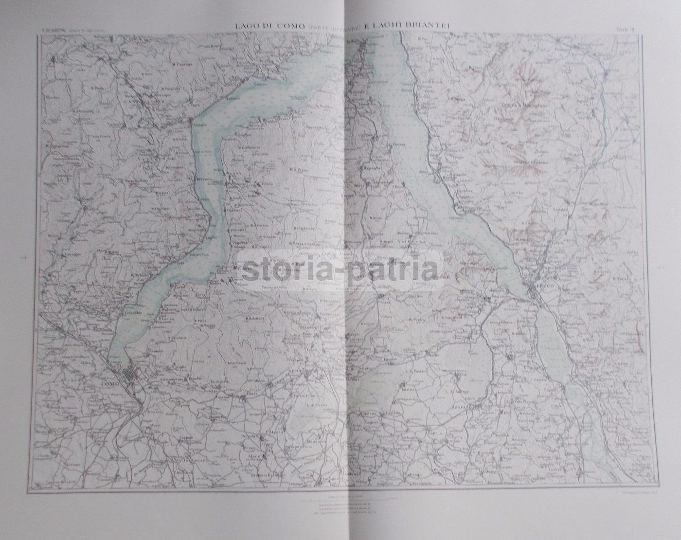 Mappa Antica Lago Di Como E Laghi Briantei, Anni '20, De Agostini