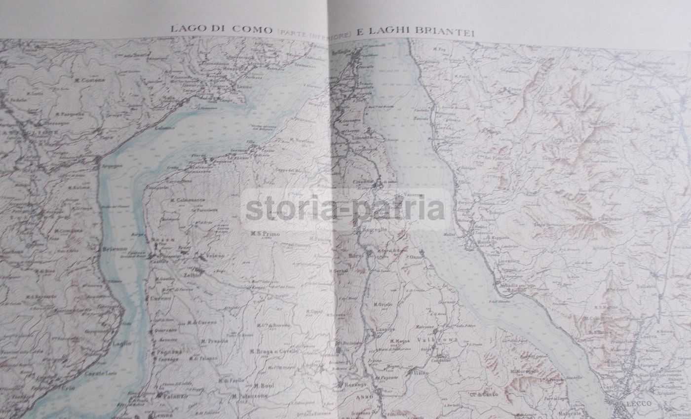 Mappa Antica Lago Di Como E Laghi Briantei, Anni '20, De Agostini