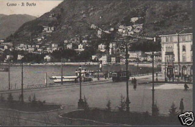 Cartolina d'Epoca Como, Lago E Porto Con Tram, Primo Novecento